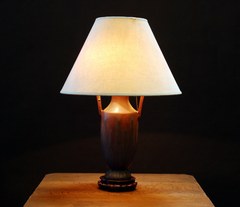 Arts & Crafts Mission Oak Van Briggle Pottery  Lamp.